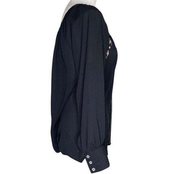 Takara Women's Peasant Embroidered Geometric Cottage Core Blouse Top M - Picture 3 of 7